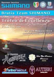 La locandina del “Trofeo d’eccellenza per squadre di Società di Surf Casting-Girone Sud 2014”